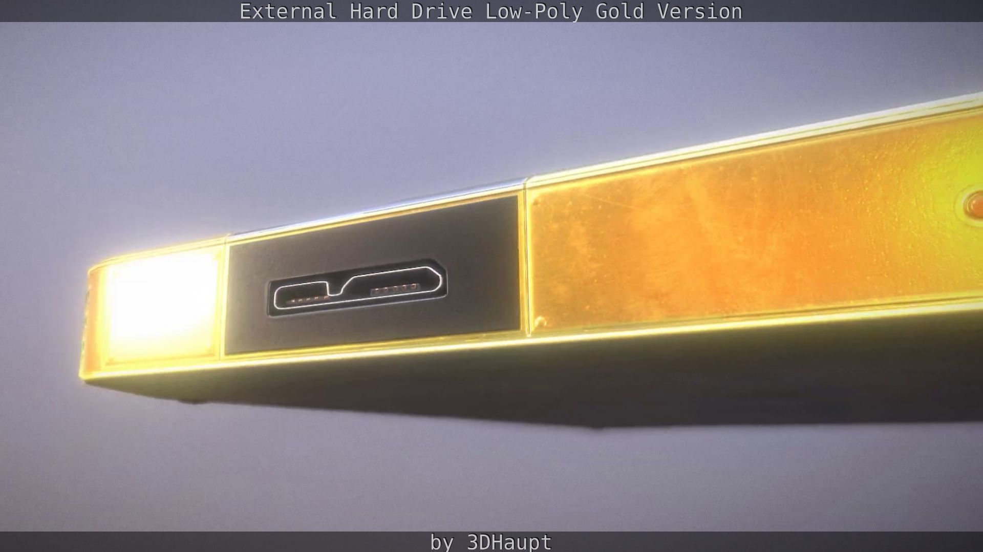External Hard Drive Low Poly Gold Version  - Gameready - PBR  Low-poly 3D model_39