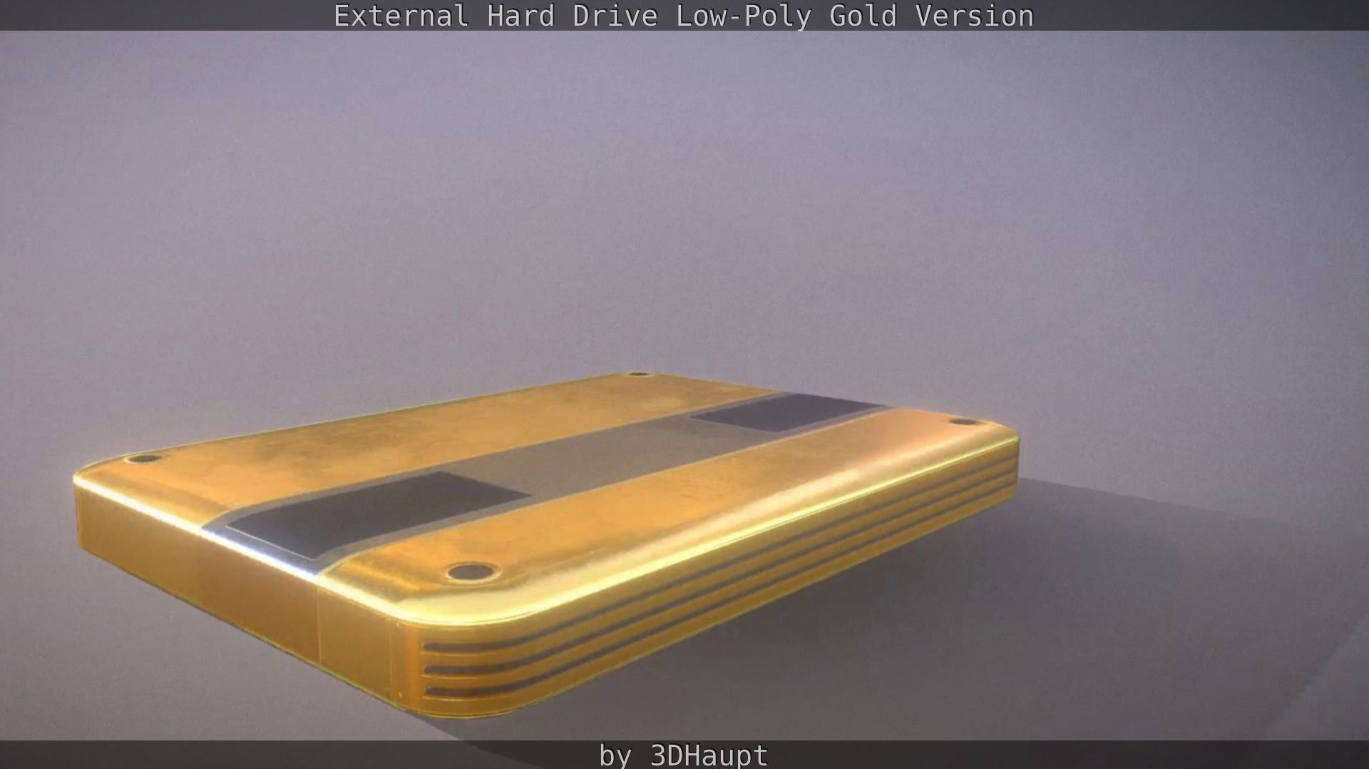 External Hard Drive Low Poly Gold Version  - Gameready - PBR  Low-poly 3D model_23