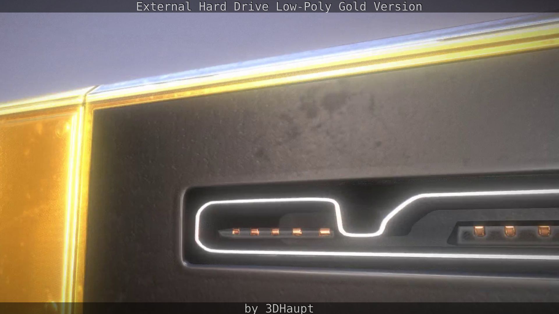 External Hard Drive Low Poly Gold Version  - Gameready - PBR  Low-poly 3D model_35