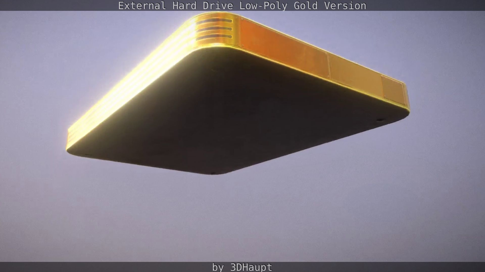 External Hard Drive Low Poly Gold Version  - Gameready - PBR  Low-poly 3D model_19