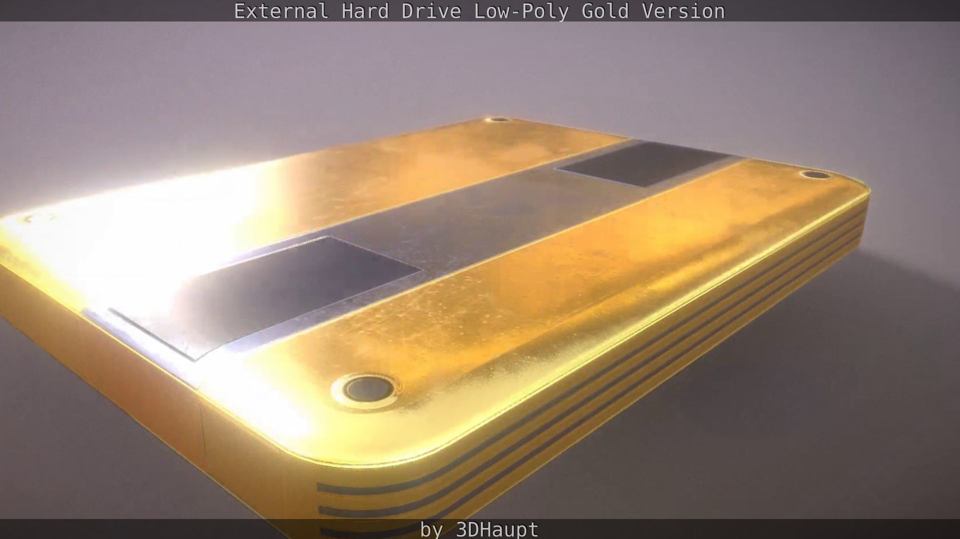 External Hard Drive Low Poly Gold Version  - Gameready - PBR  Low-poly 3D model_28