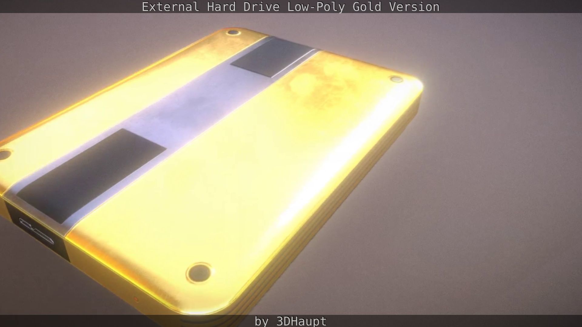 External Hard Drive Low Poly Gold Version  - Gameready - PBR  Low-poly 3D model_45