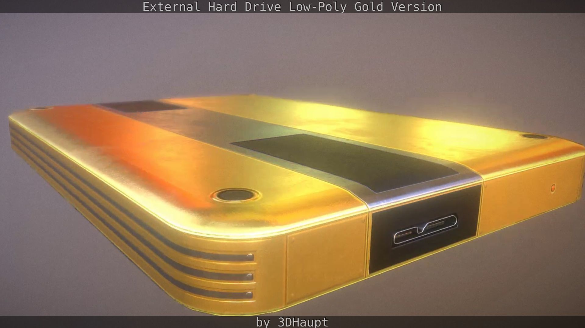External Hard Drive Low Poly Gold Version  - Gameready - PBR  Low-poly 3D model_33