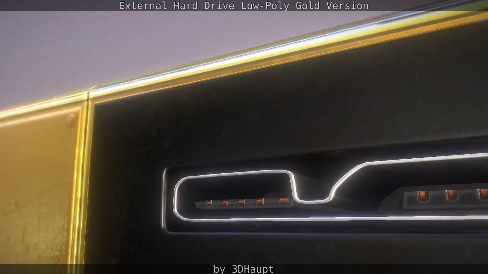 External Hard Drive Low Poly Gold Version  - Gameready - PBR  Low-poly 3D model_36