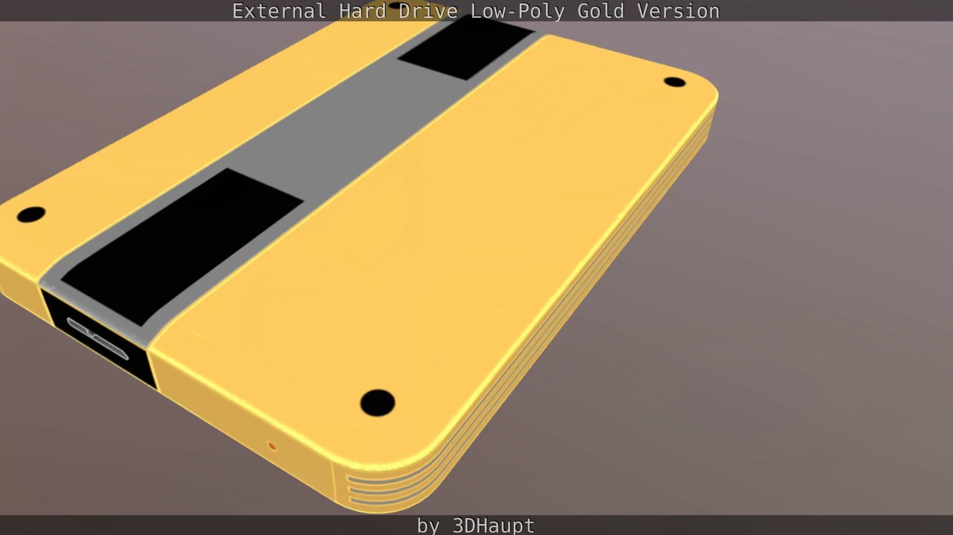 External Hard Drive Low Poly Gold Version  - Gameready - PBR  Low-poly 3D model_52