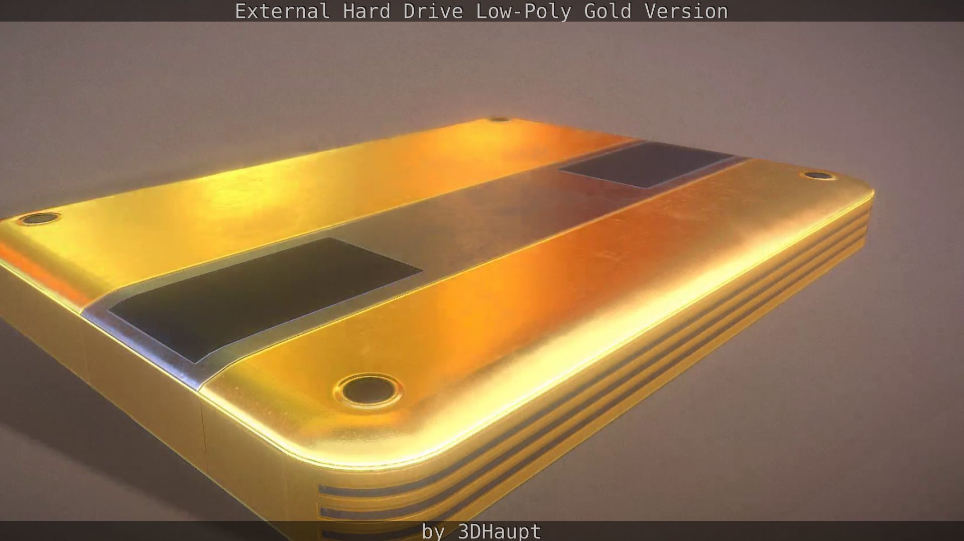 External Hard Drive Low Poly Gold Version  - Gameready - PBR  Low-poly 3D model_27