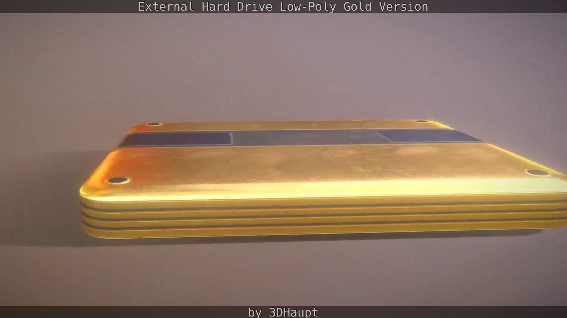 External Hard Drive Low Poly Gold Version  - Gameready - PBR  Low-poly 3D model_83