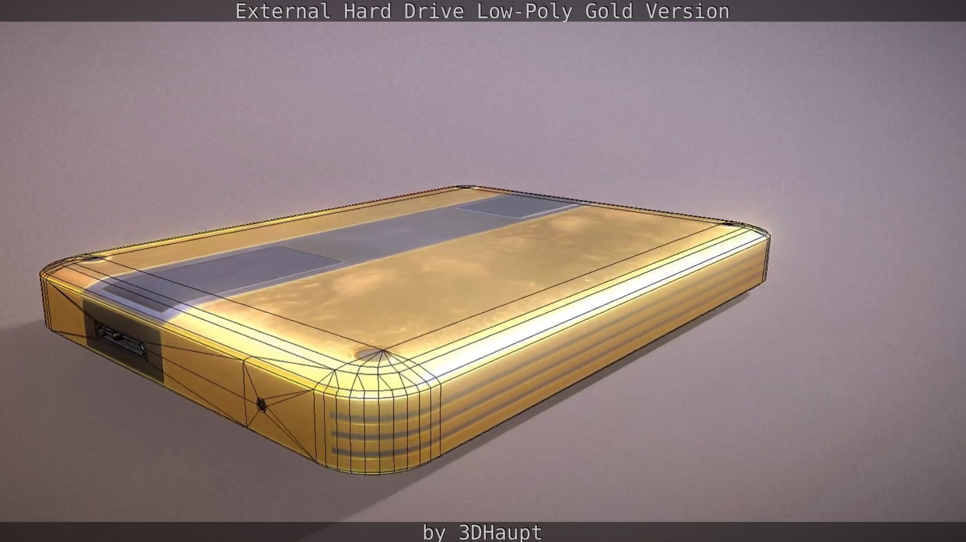 External Hard Drive Low Poly Gold Version  - Gameready - PBR  Low-poly 3D model_81