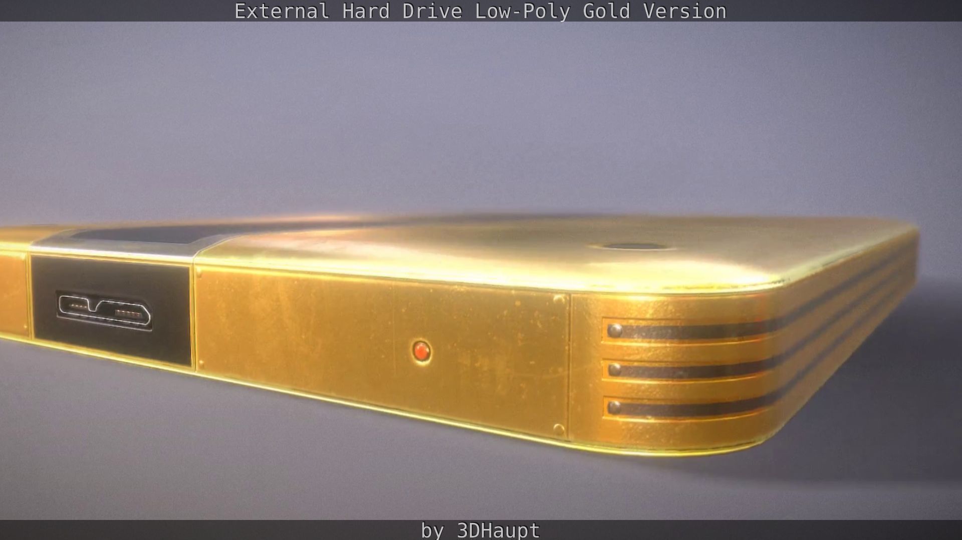 External Hard Drive Low Poly Gold Version  - Gameready - PBR  Low-poly 3D model_41