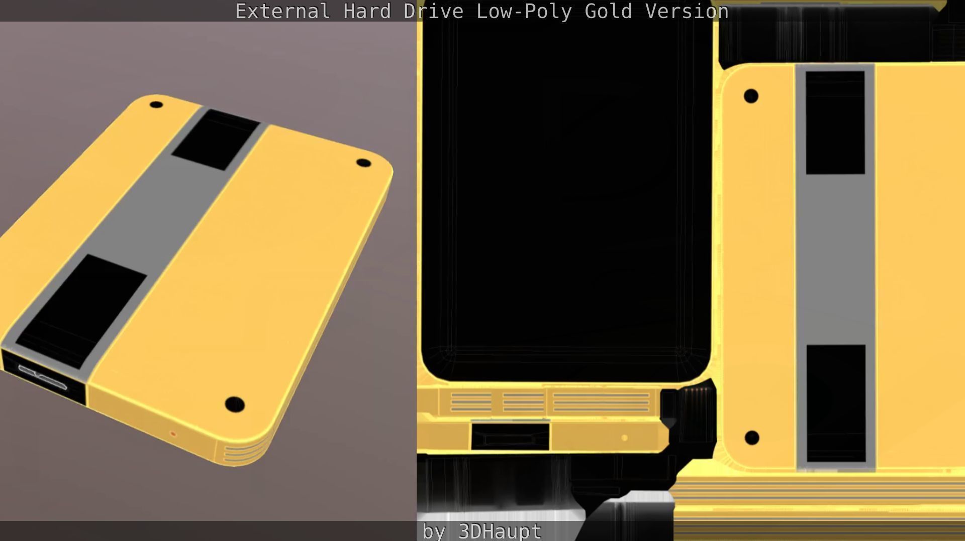 External Hard Drive Low Poly Gold Version  - Gameready - PBR  Low-poly 3D model_61