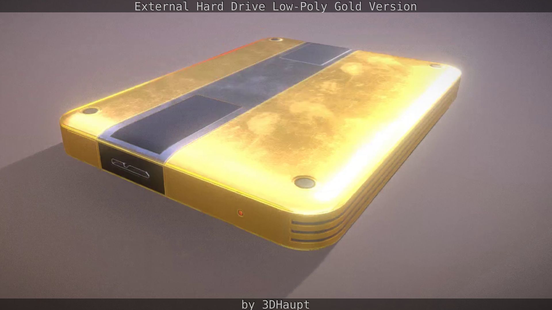 External Hard Drive Low Poly Gold Version  - Gameready - PBR  Low-poly 3D model_44
