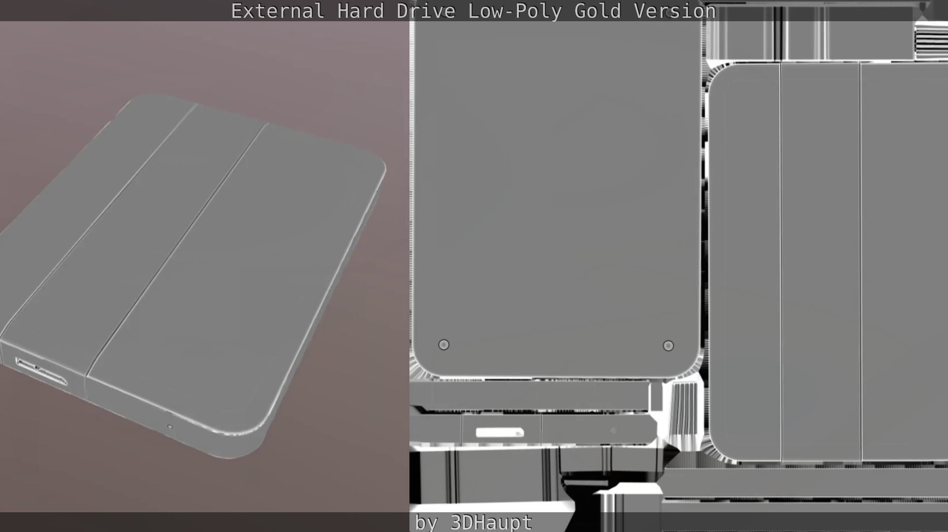 External Hard Drive Low Poly Gold Version  - Gameready - PBR  Low-poly 3D model_73