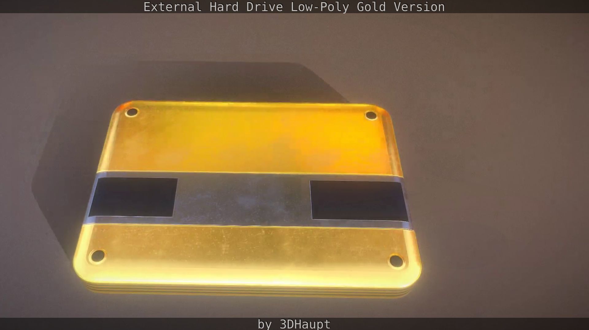 External Hard Drive Low Poly Gold Version  - Gameready - PBR  Low-poly 3D model_98