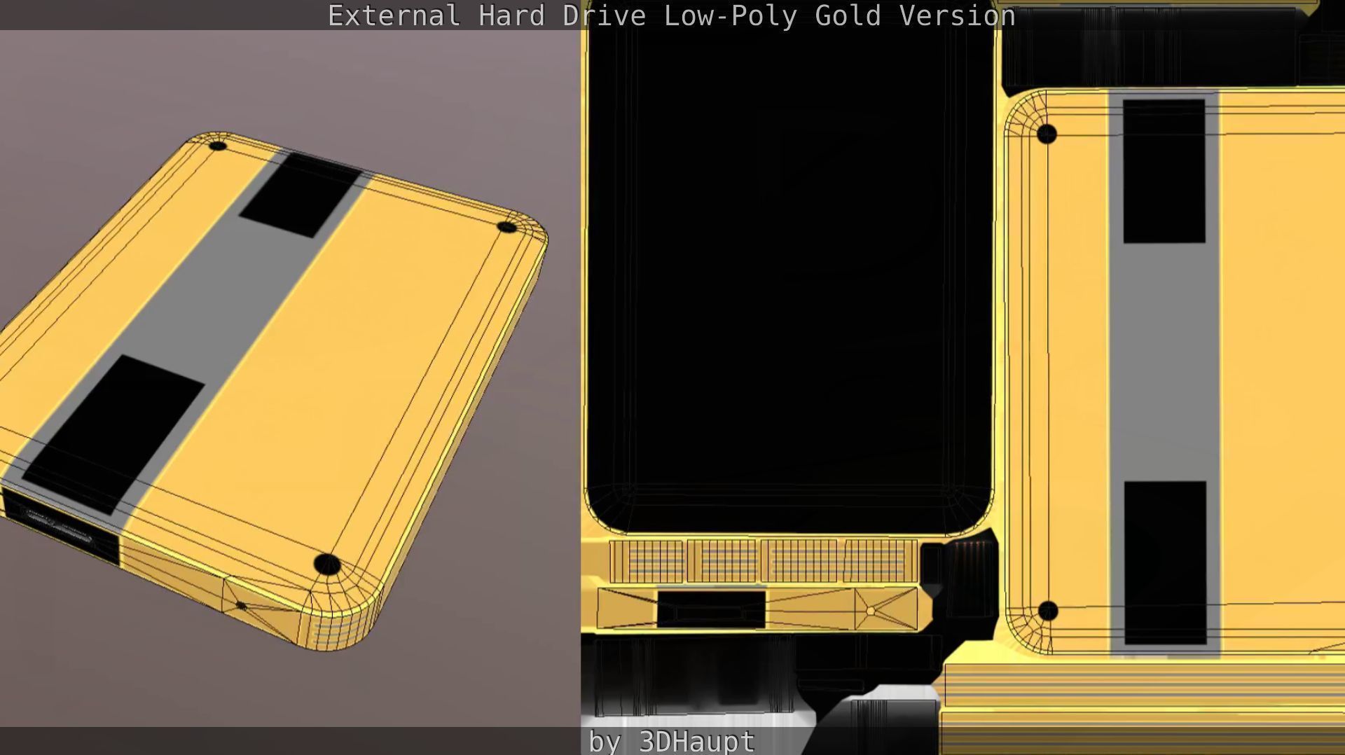External Hard Drive Low Poly Gold Version  - Gameready - PBR  Low-poly 3D model_62
