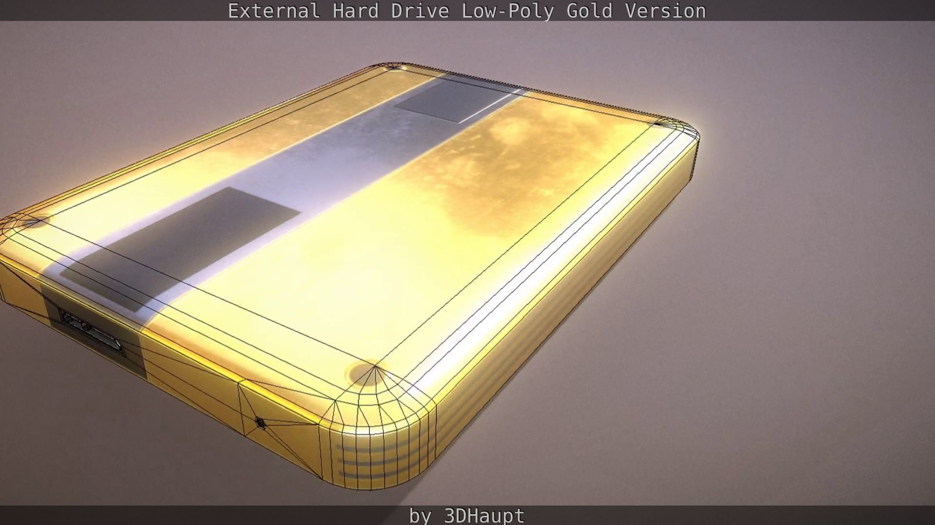 External Hard Drive Low Poly Gold Version  - Gameready - PBR  Low-poly 3D model_48