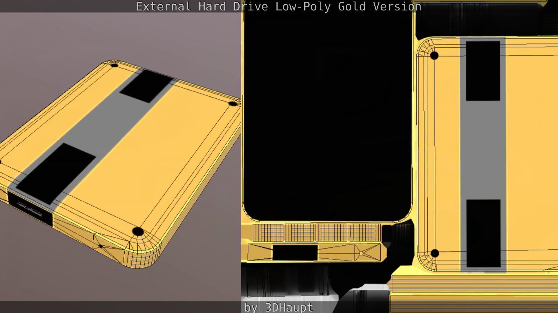 External Hard Drive Low Poly Gold Version  - Gameready - PBR  Low-poly 3D model_55