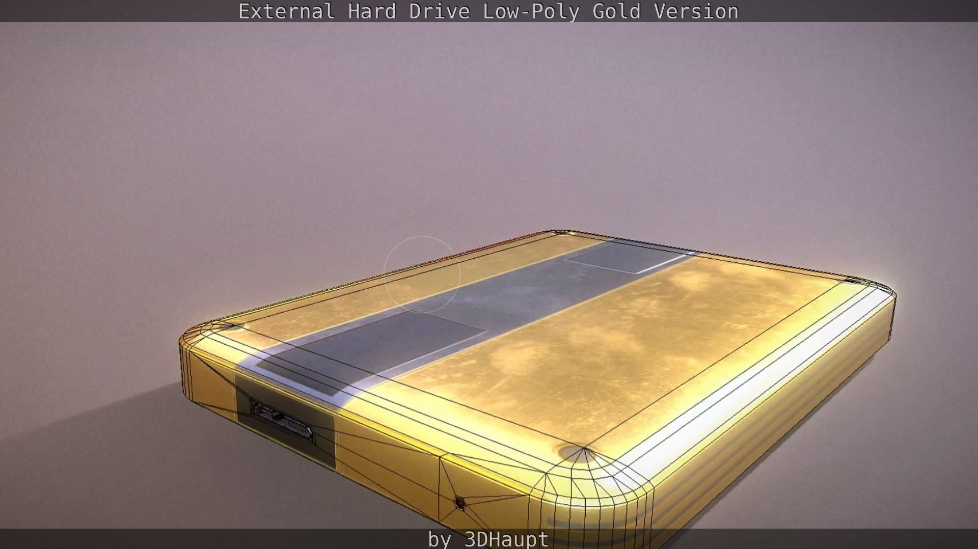 External Hard Drive Low Poly Gold Version  - Gameready - PBR  Low-poly 3D model_80