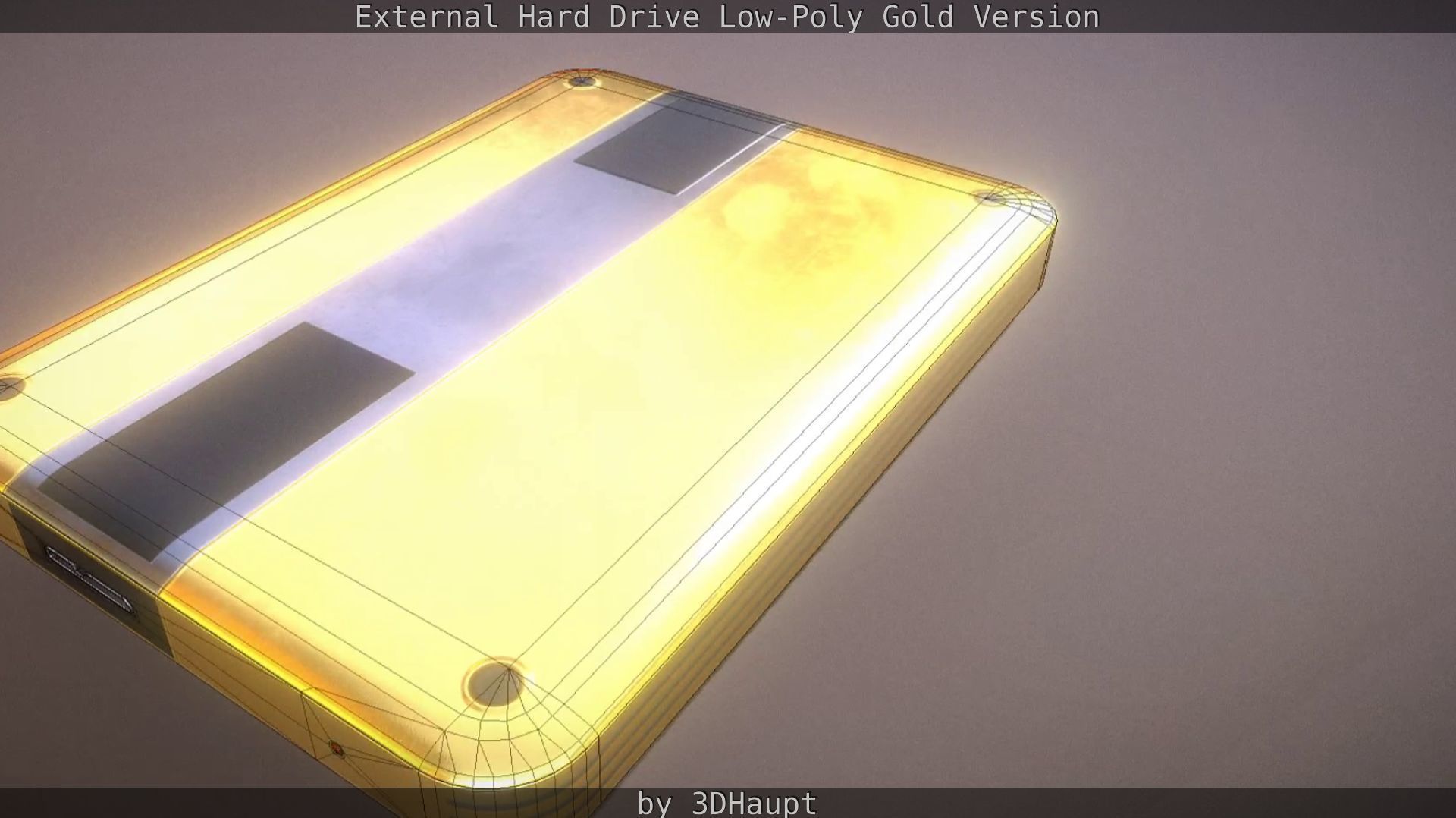 External Hard Drive Low Poly Gold Version  - Gameready - PBR  Low-poly 3D model_46