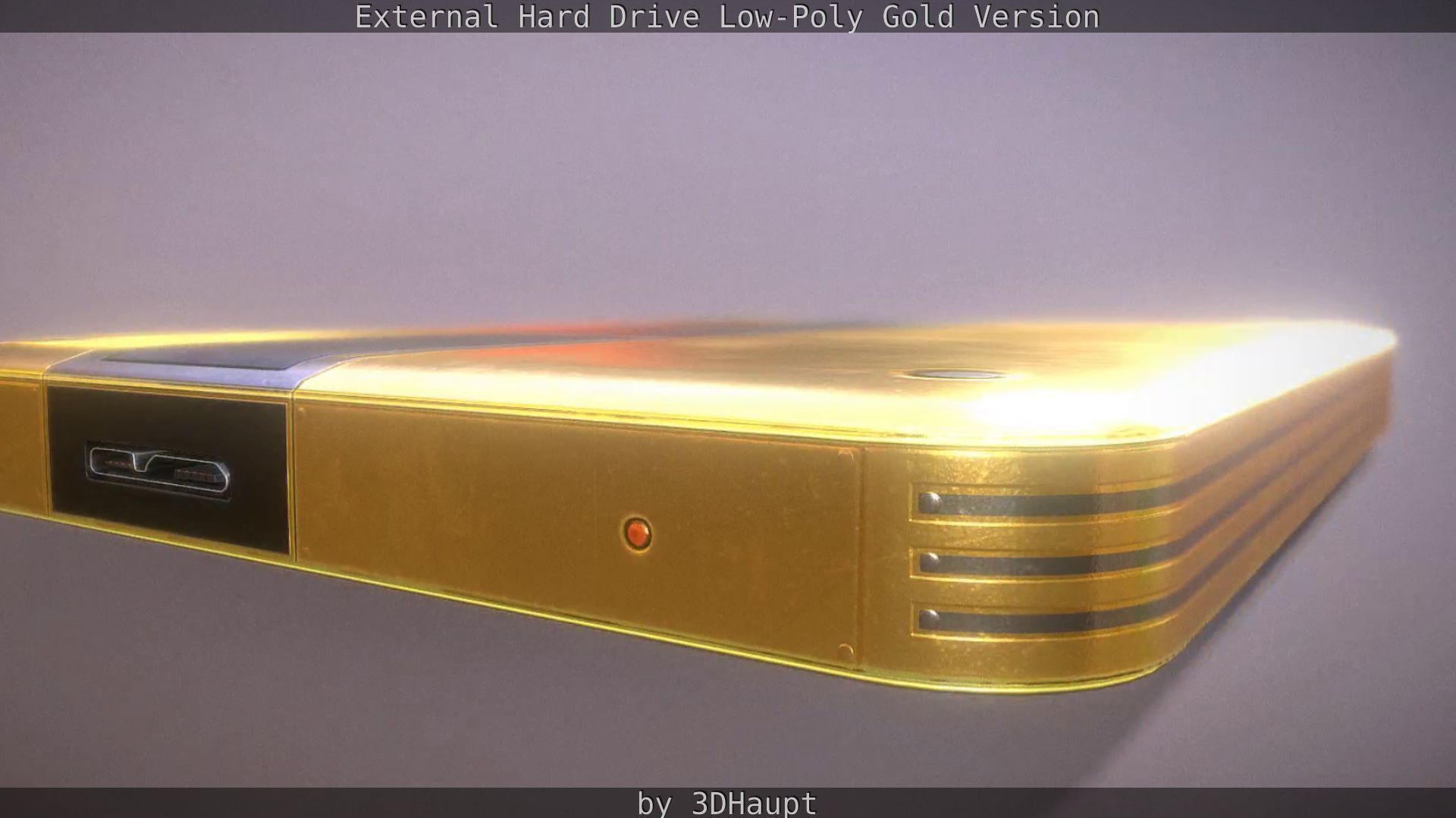 External Hard Drive Low Poly Gold Version  - Gameready - PBR  Low-poly 3D model_43