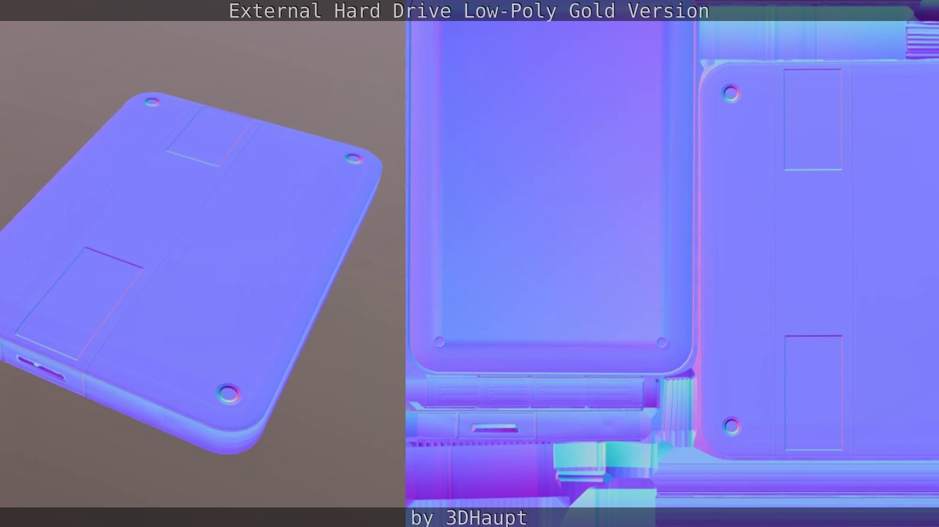 External Hard Drive Low Poly Gold Version  - Gameready - PBR  Low-poly 3D model_69
