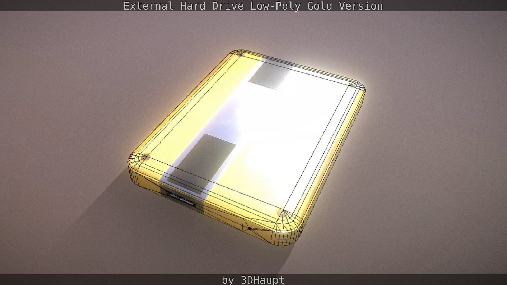 External Hard Drive Low Poly Gold Version  - Gameready - PBR  Low-poly 3D model_76
