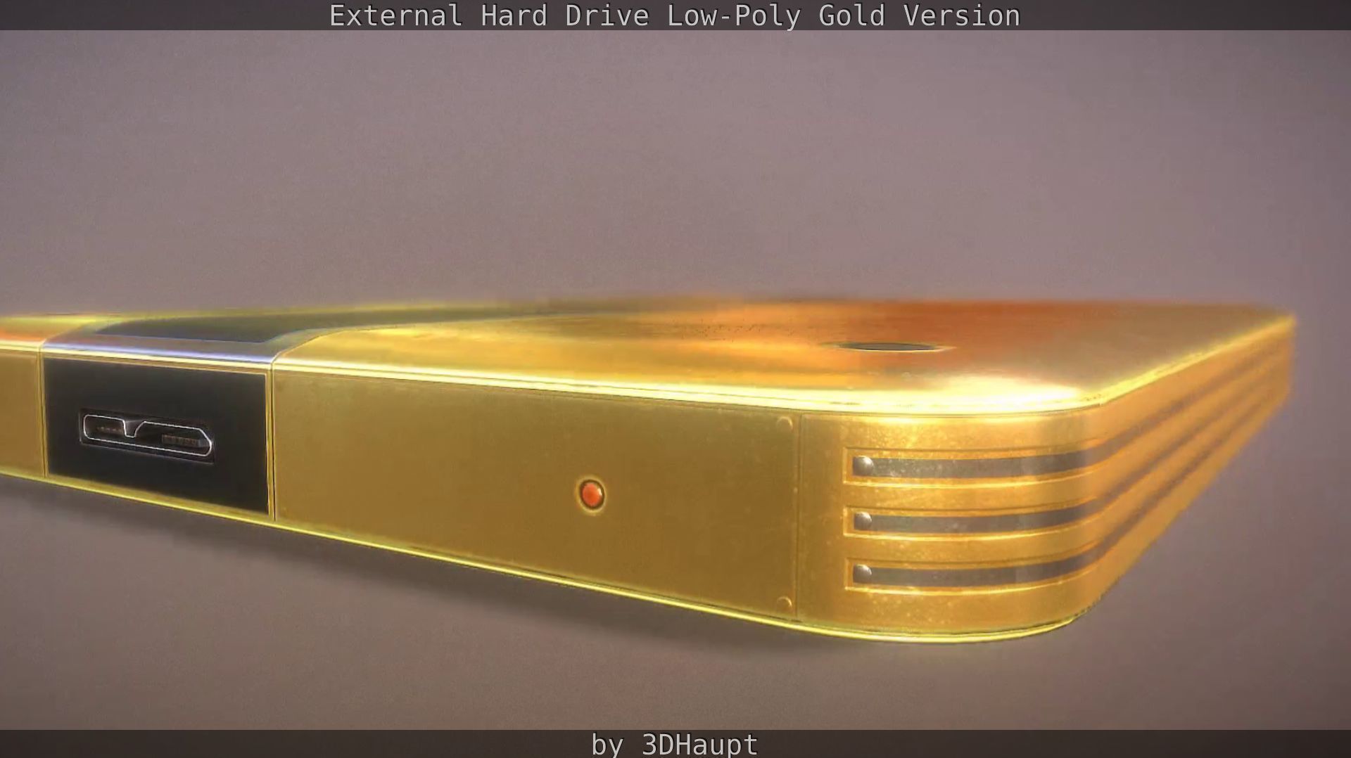 External Hard Drive Low Poly Gold Version  - Gameready - PBR  Low-poly 3D model_42