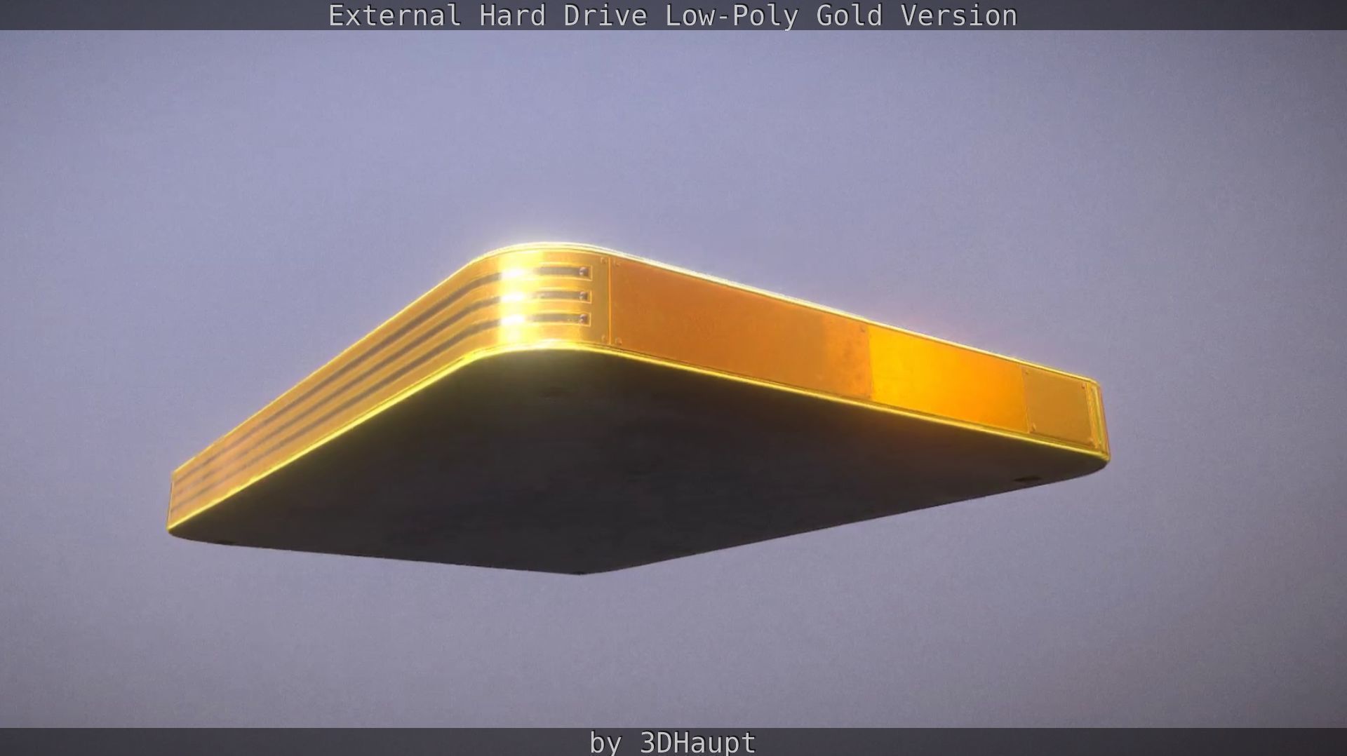 External Hard Drive Low Poly Gold Version  - Gameready - PBR  Low-poly 3D model_21