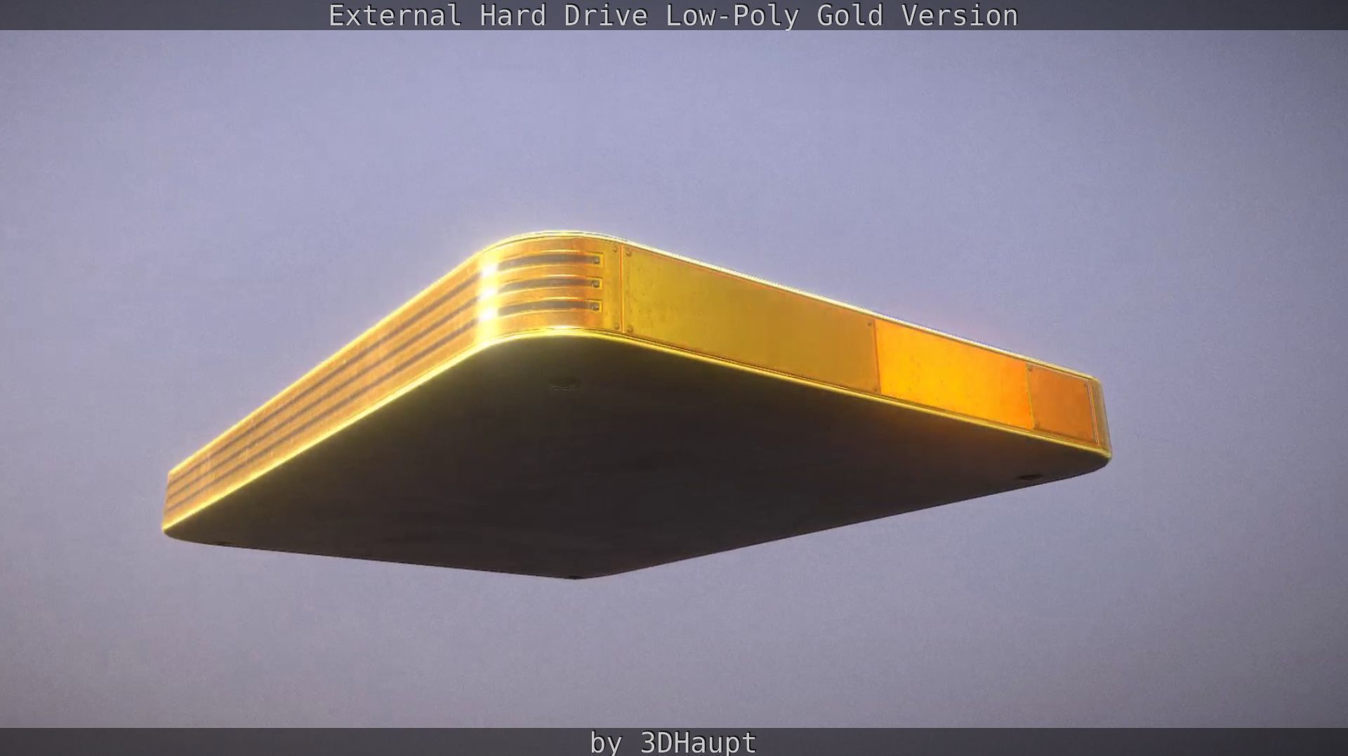 External Hard Drive Low Poly Gold Version  - Gameready - PBR  Low-poly 3D model_20