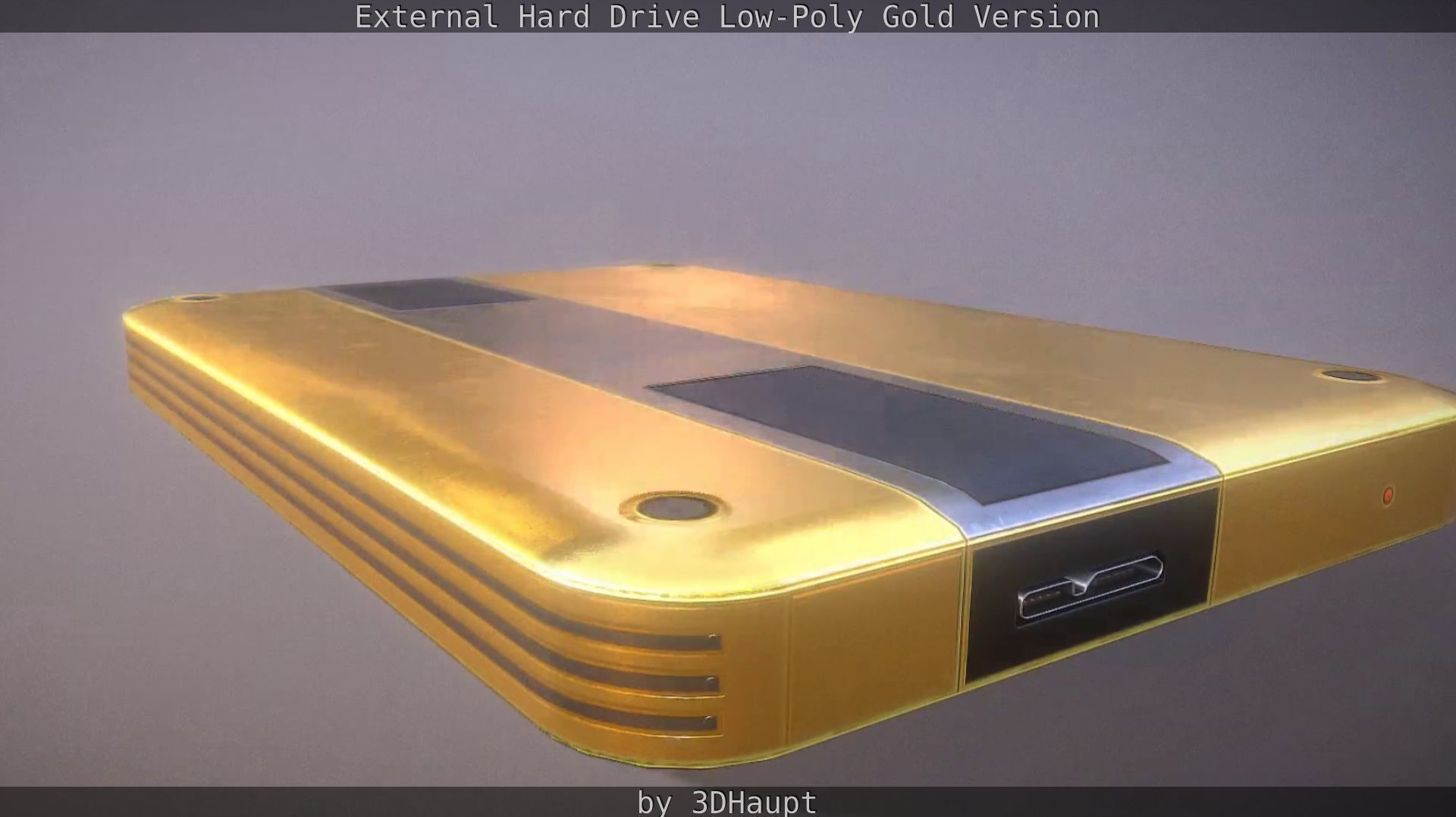 External Hard Drive Low Poly Gold Version  - Gameready - PBR  Low-poly 3D model_31