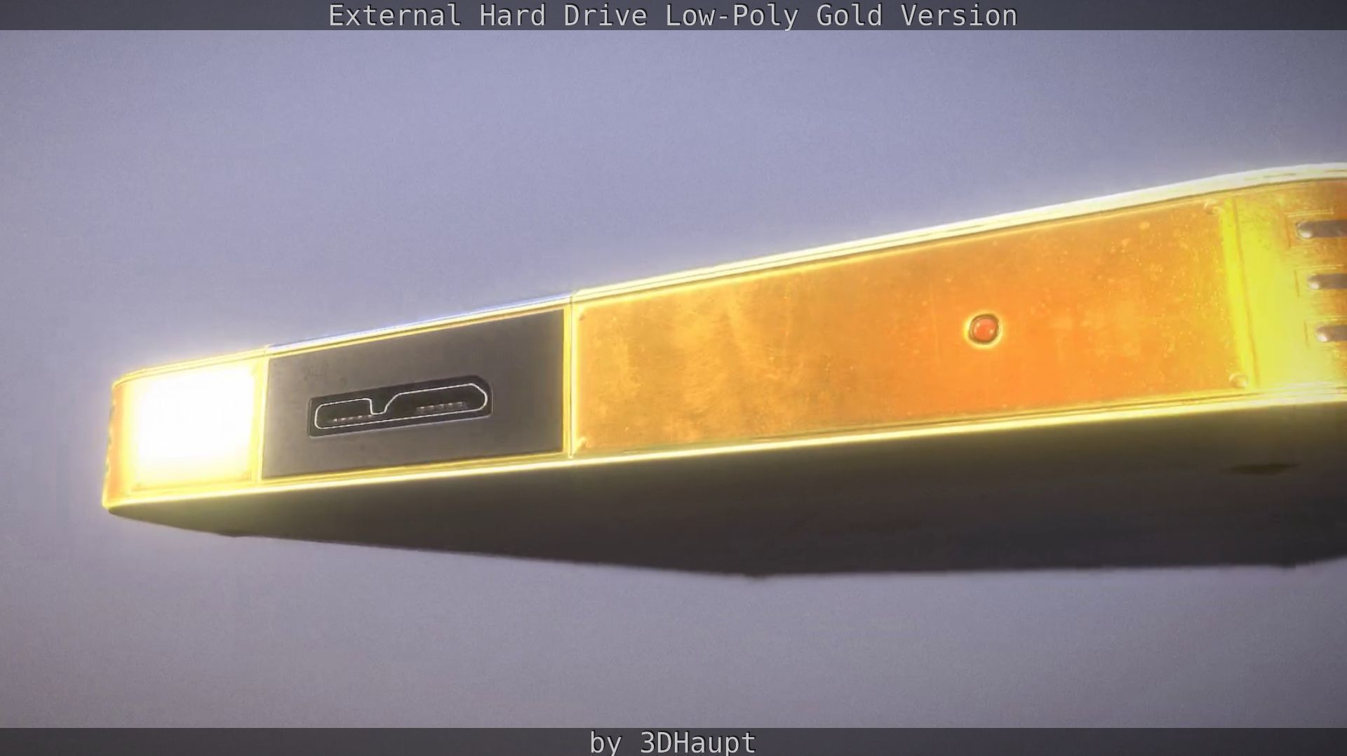 External Hard Drive Low Poly Gold Version  - Gameready - PBR  Low-poly 3D model_40