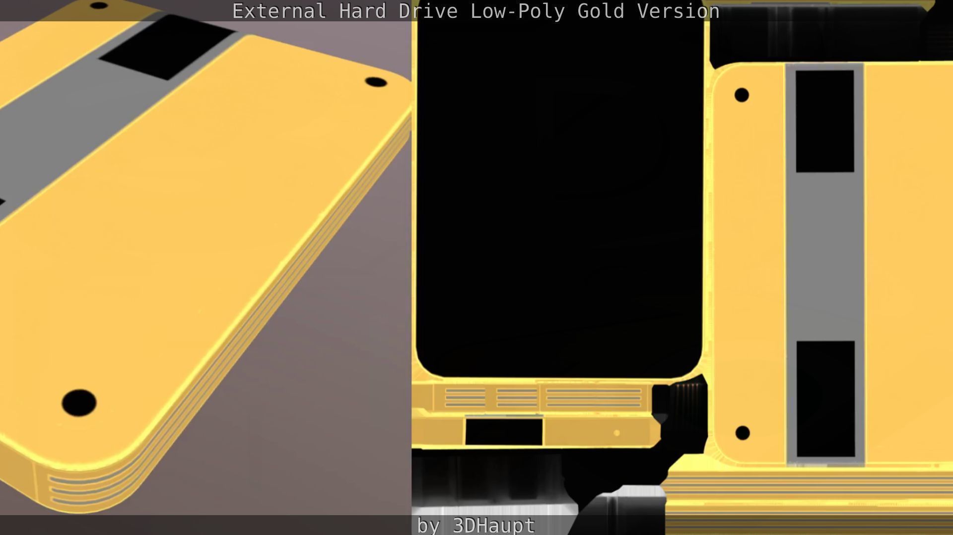 External Hard Drive Low Poly Gold Version  - Gameready - PBR  Low-poly 3D model_53