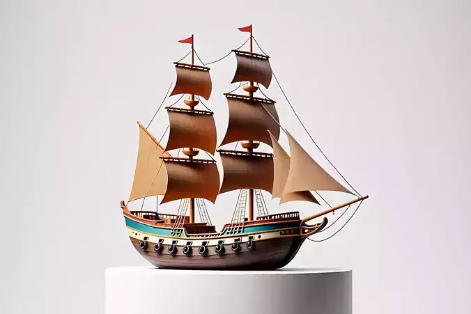 2986 Pirate Sailing Ship with Cannons  Style Minimalist Model