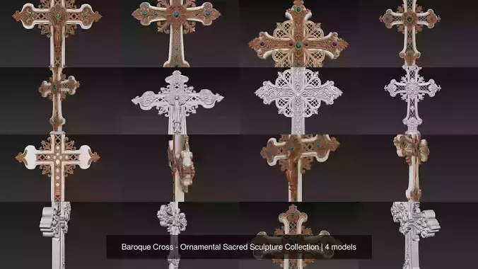 Baroque Cross - Ornamental Sacred Sculpture Collection
