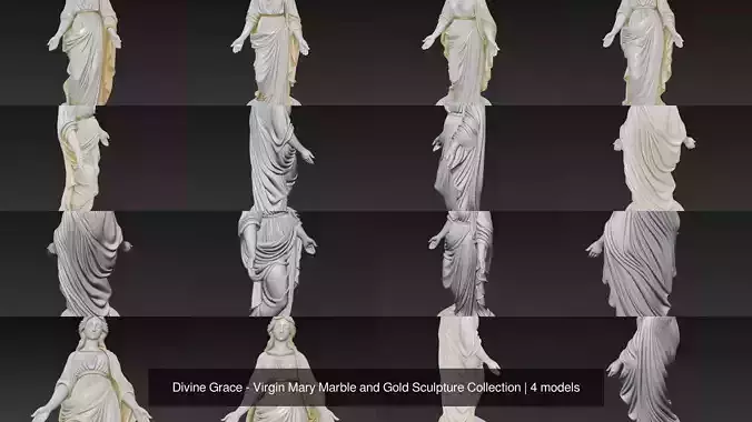 Divine Grace - Virgin Mary Marble and Gold Sculpture Collection