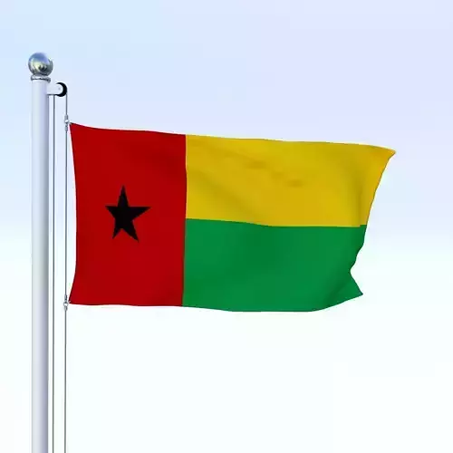 Animated Guinea-Bissau Flag Low-poly 3D model