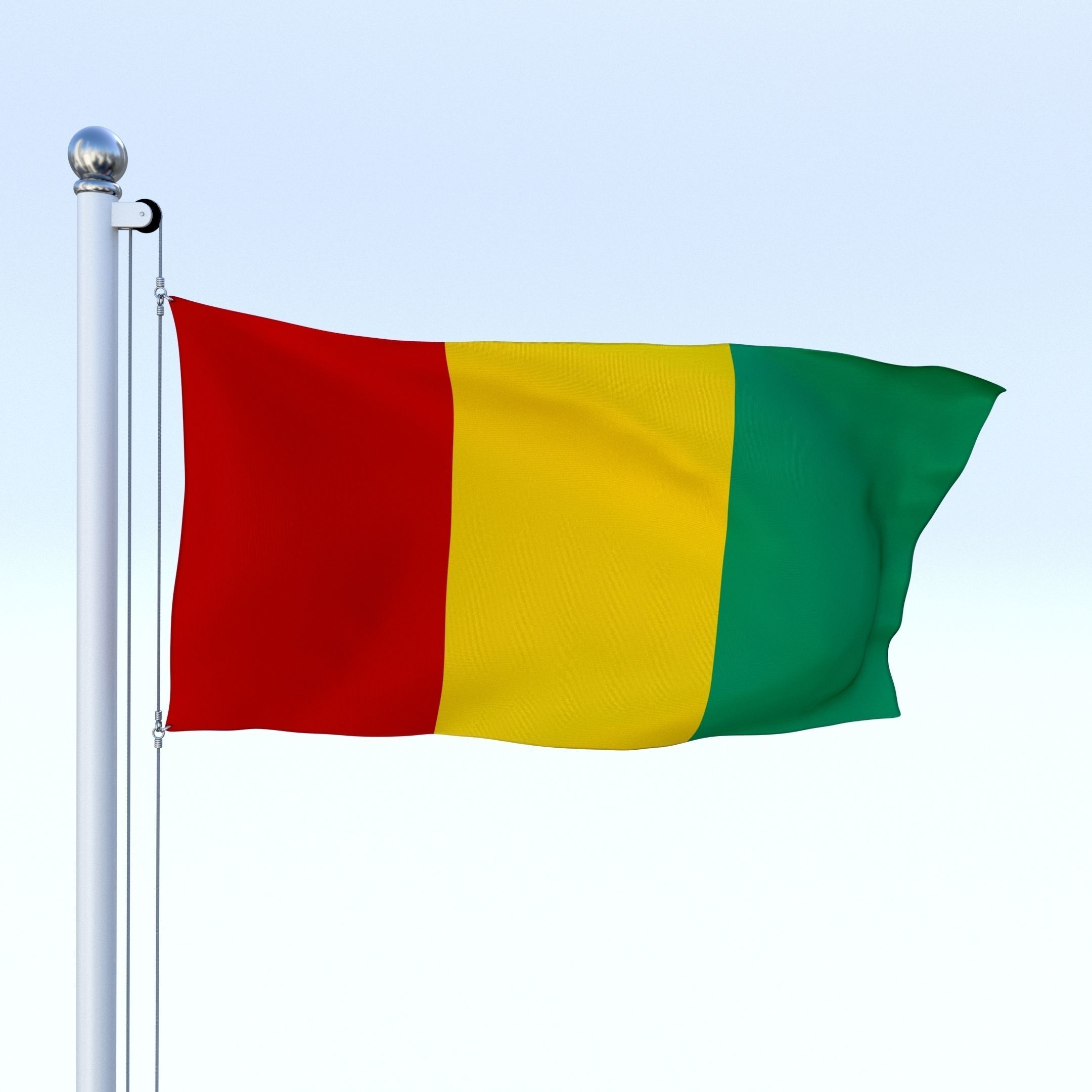 Animated Guinea Flag Low-poly 3D model_26