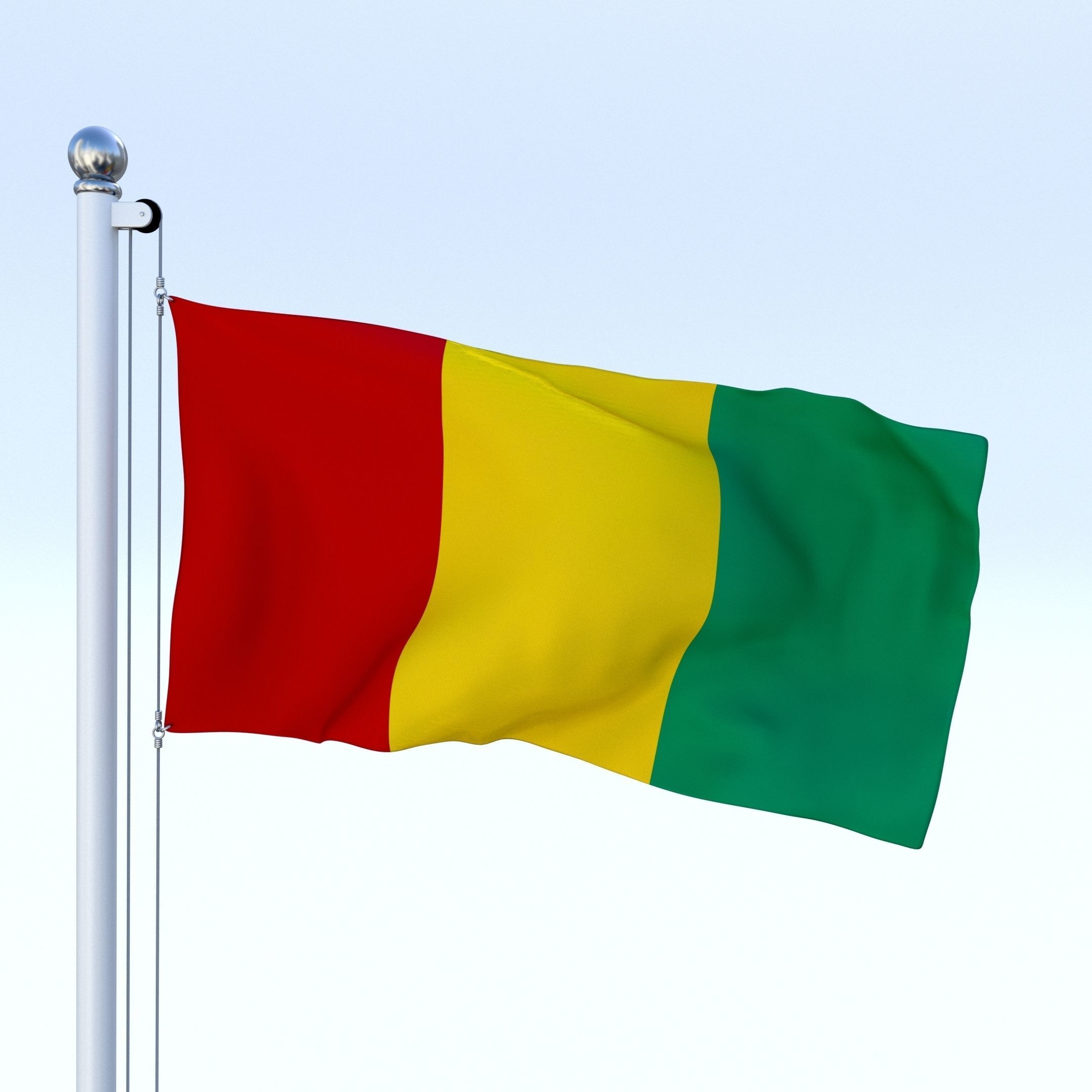 Animated Guinea Flag Low-poly 3D model_1