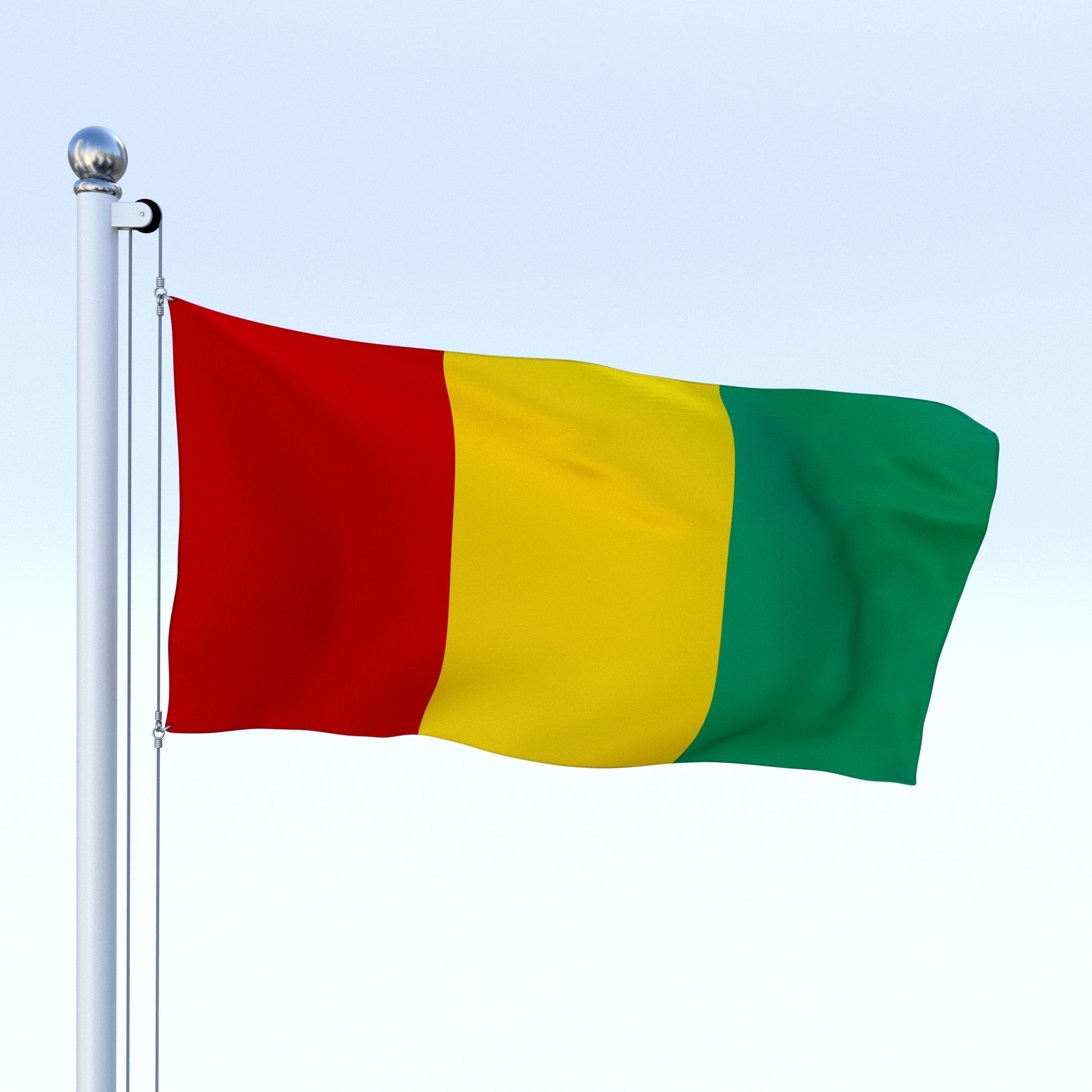 Animated Guinea Flag Low-poly 3D model_5