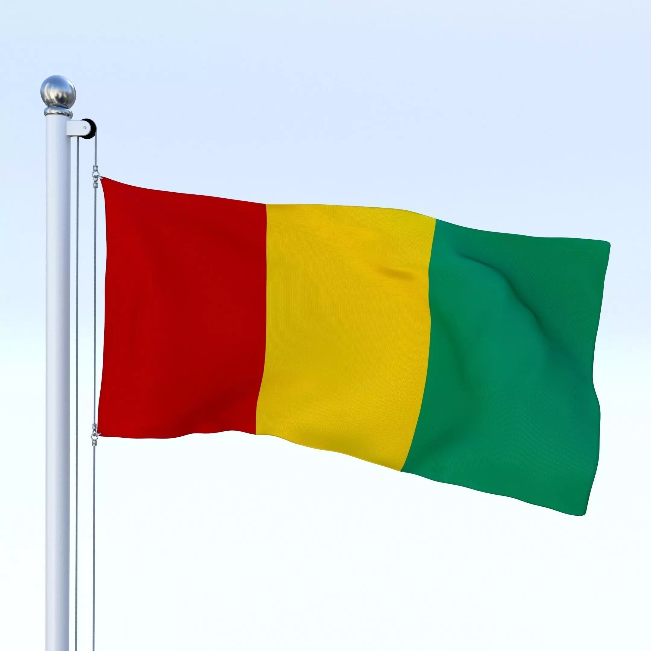 Animated Guinea Flag Low-poly 3D model_0
