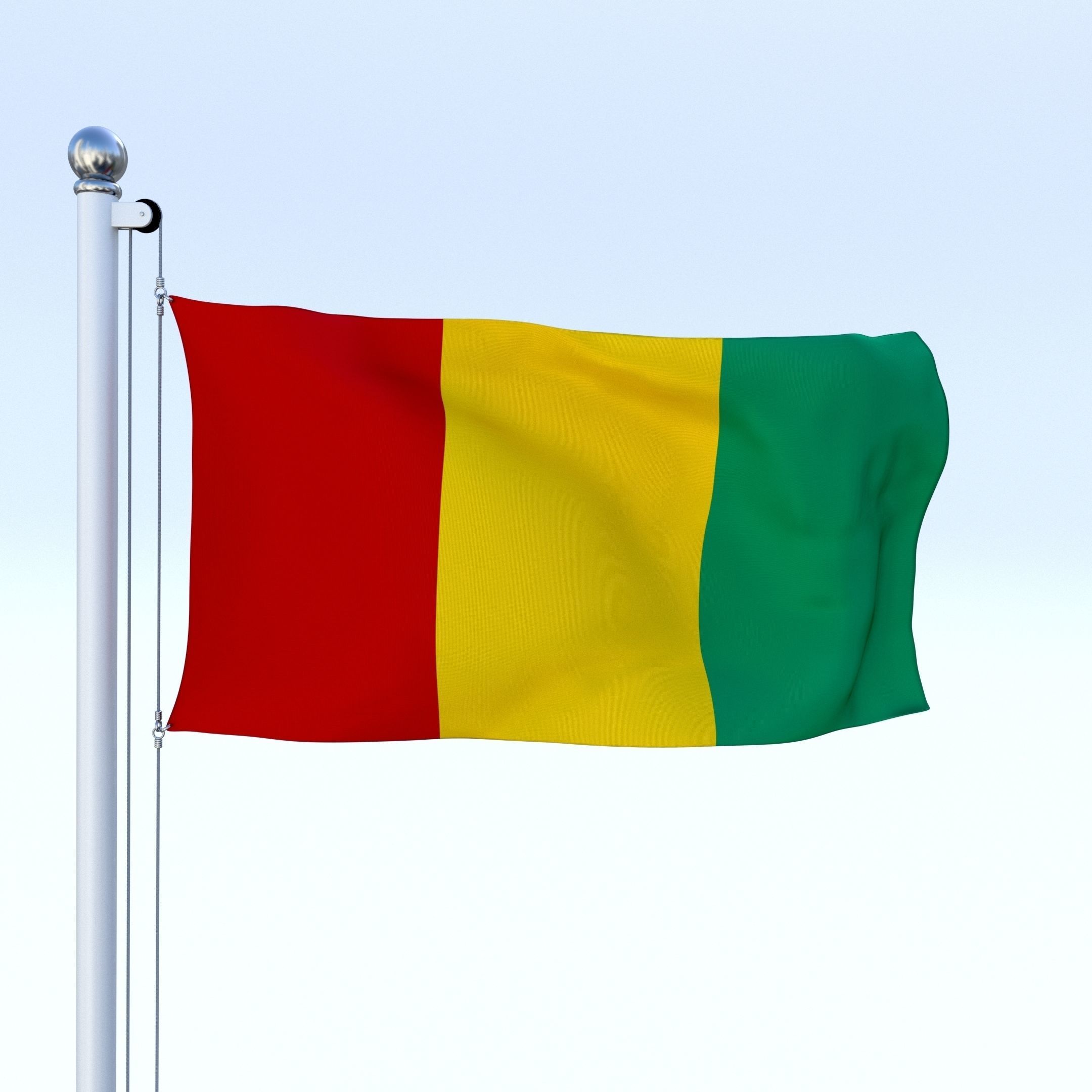 Animated Guinea Flag Low-poly 3D model_21