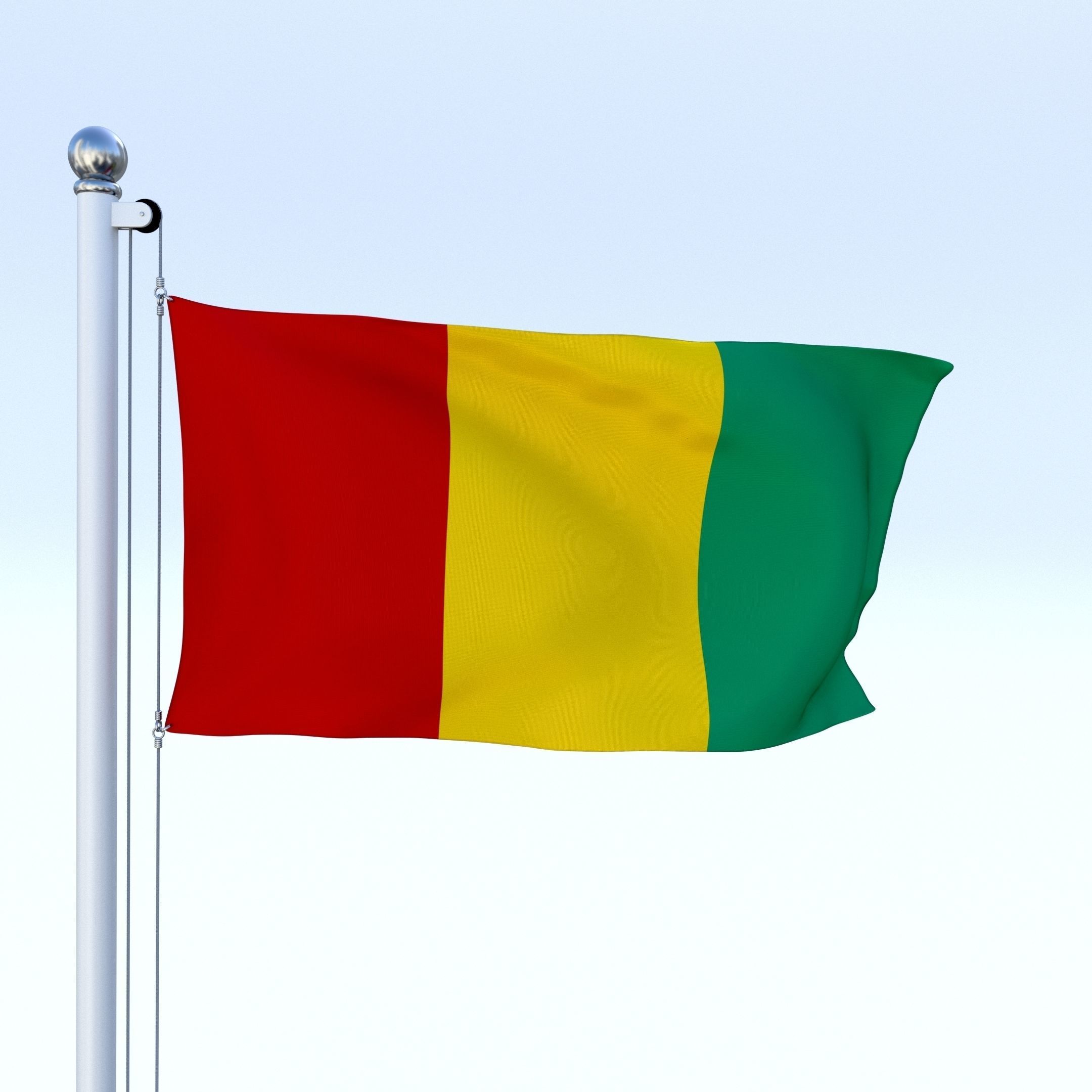 Animated Guinea Flag Low-poly 3D model_4