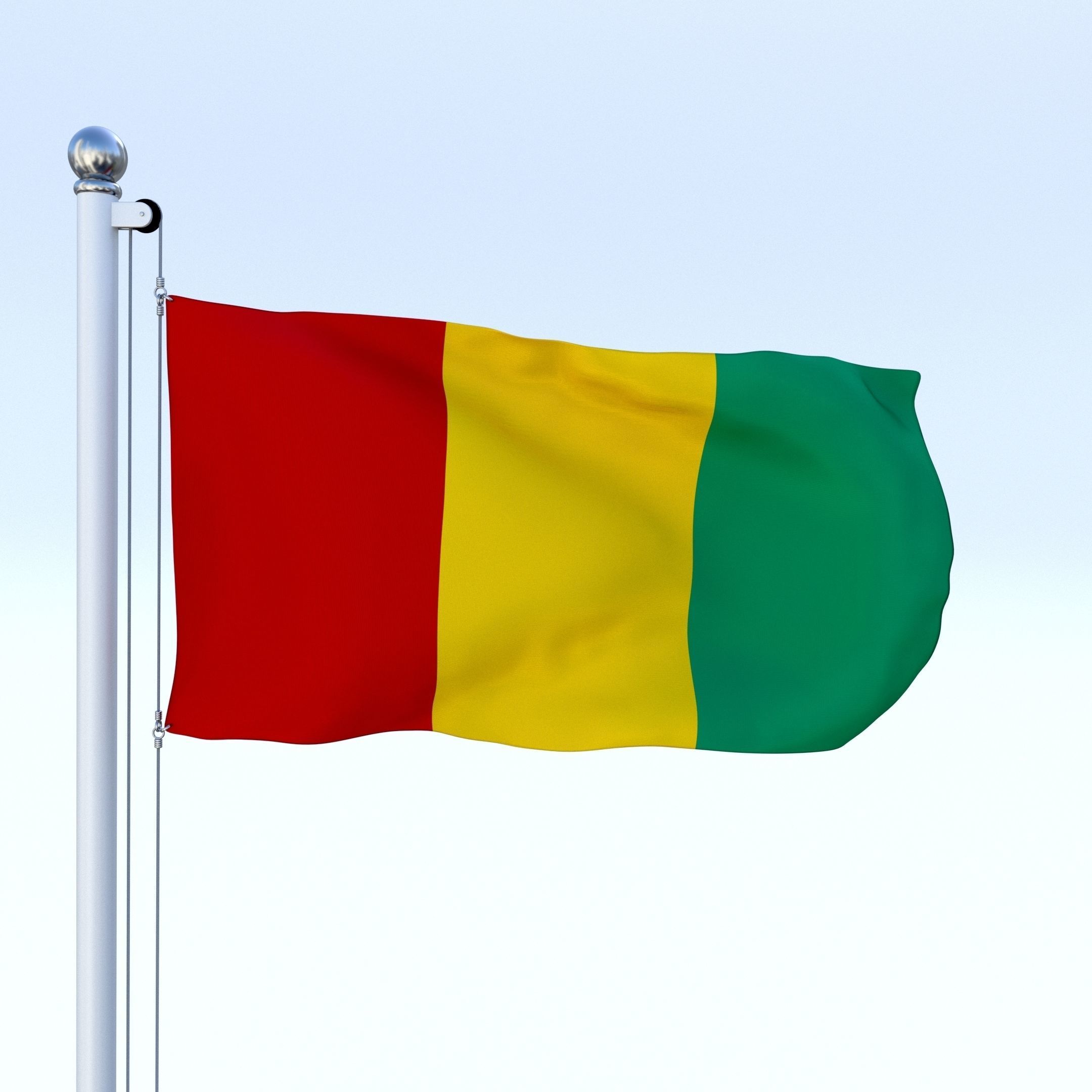 Animated Guinea Flag Low-poly 3D model_6
