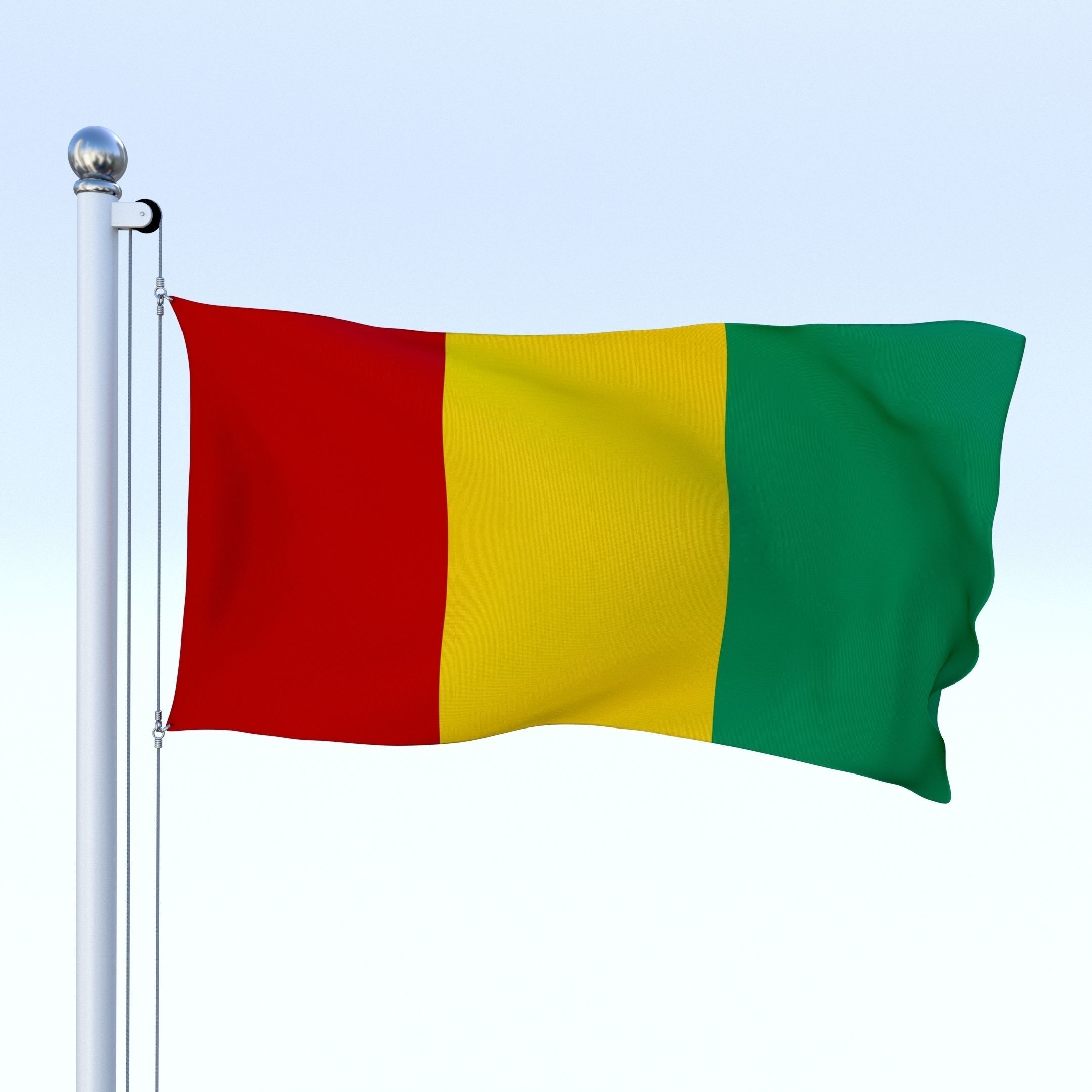Animated Guinea Flag Low-poly 3D model_23