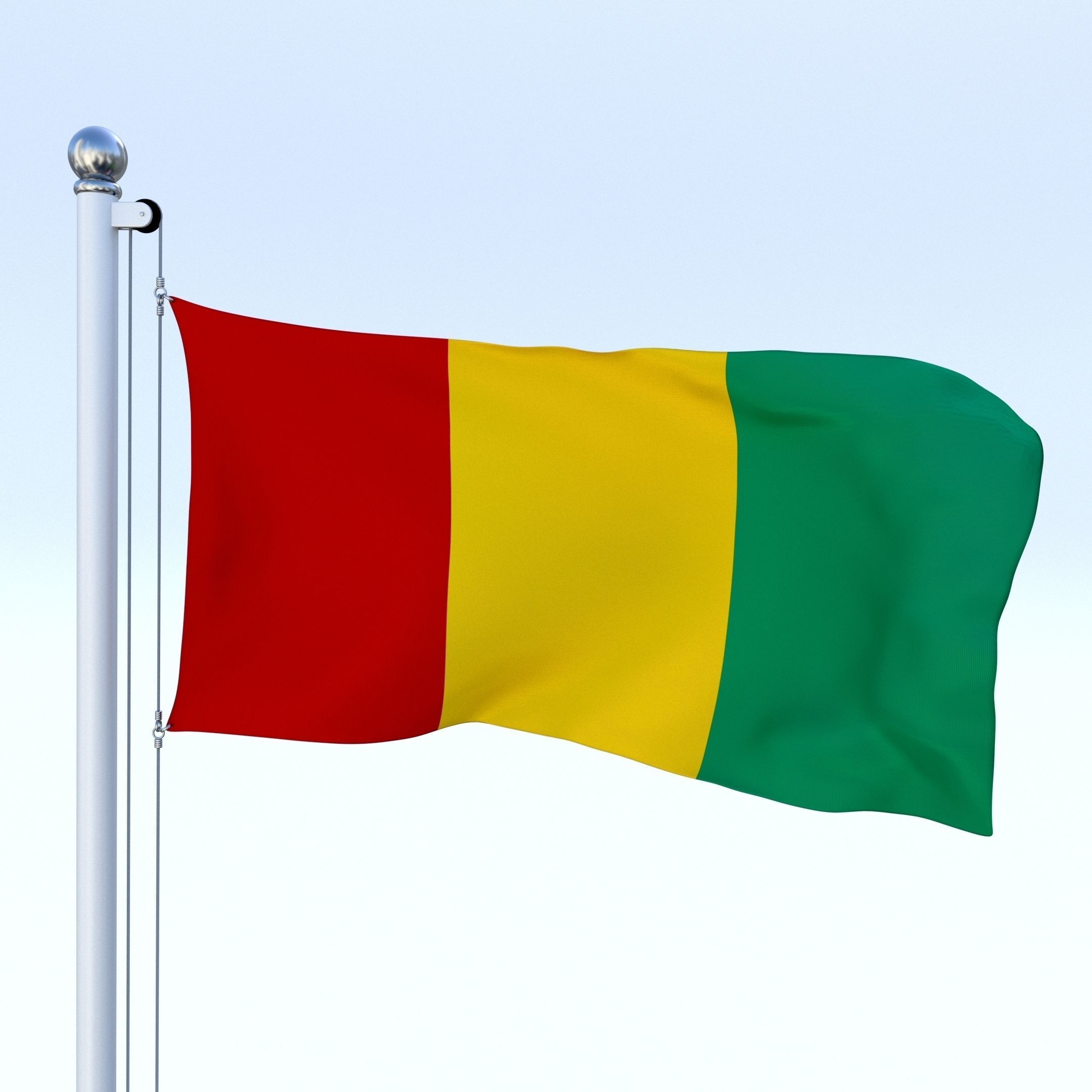 Animated Guinea Flag Low-poly 3D model_3