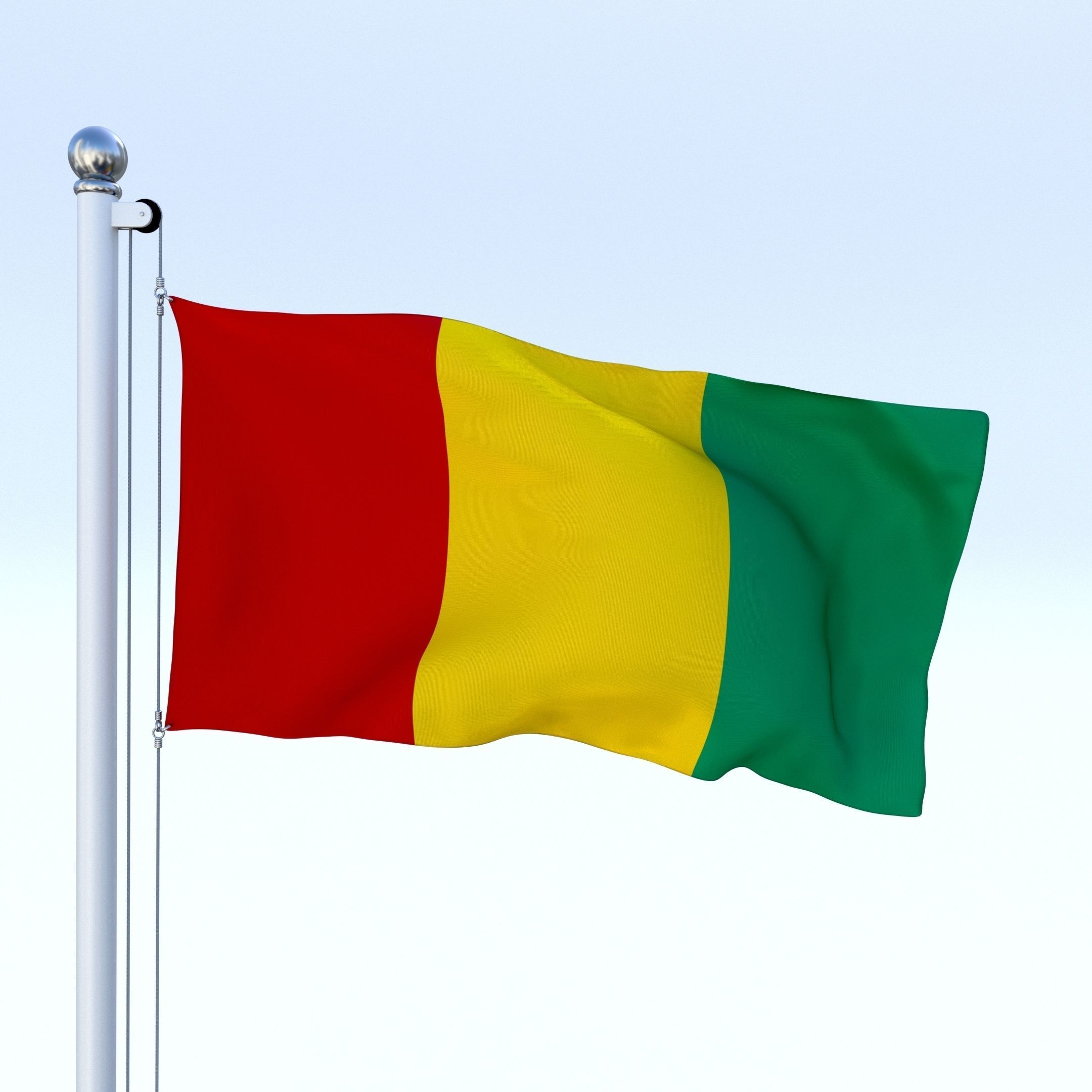 Animated Guinea Flag Low-poly 3D model_11