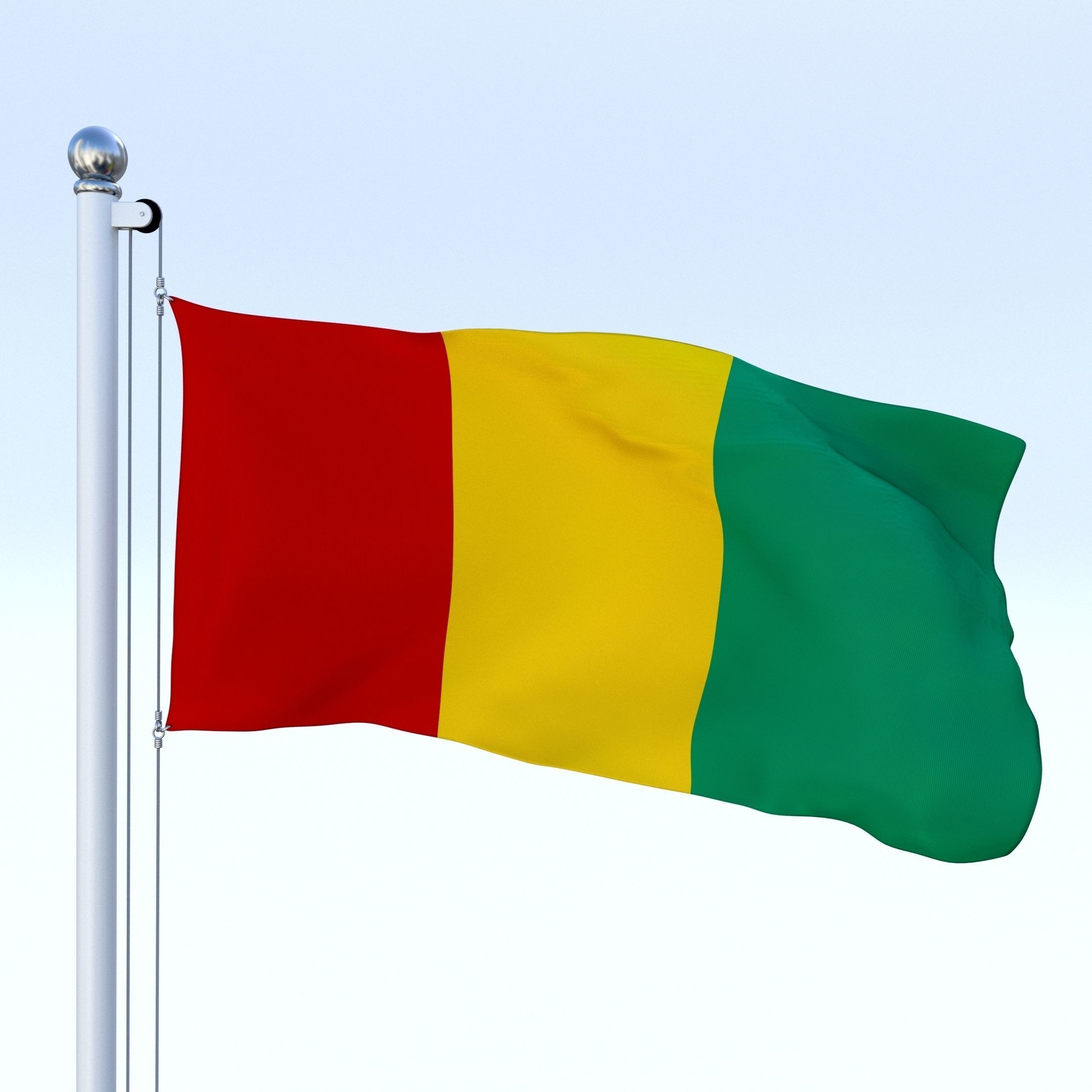Animated Guinea Flag Low-poly 3D model_15