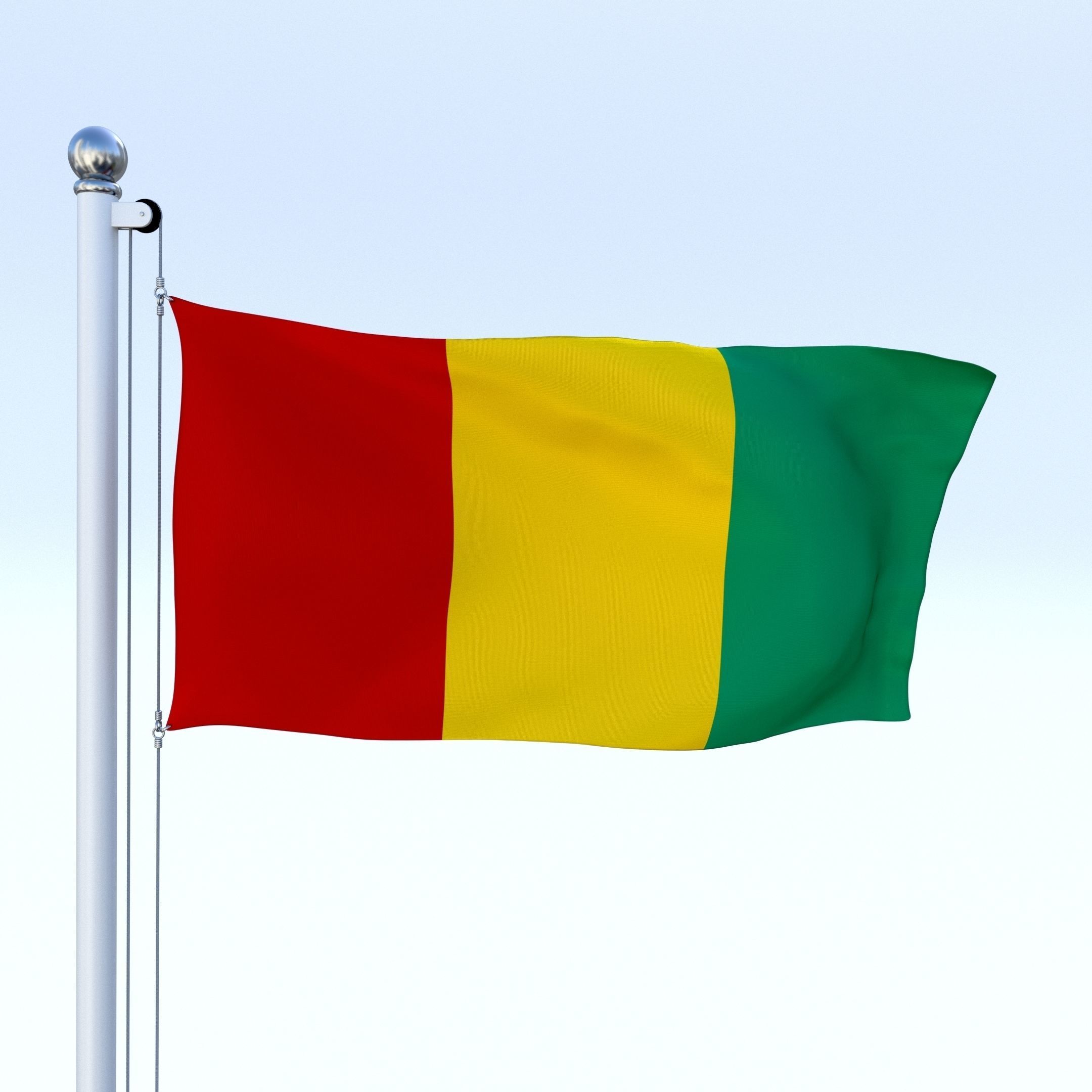 Animated Guinea Flag Low-poly 3D model_13