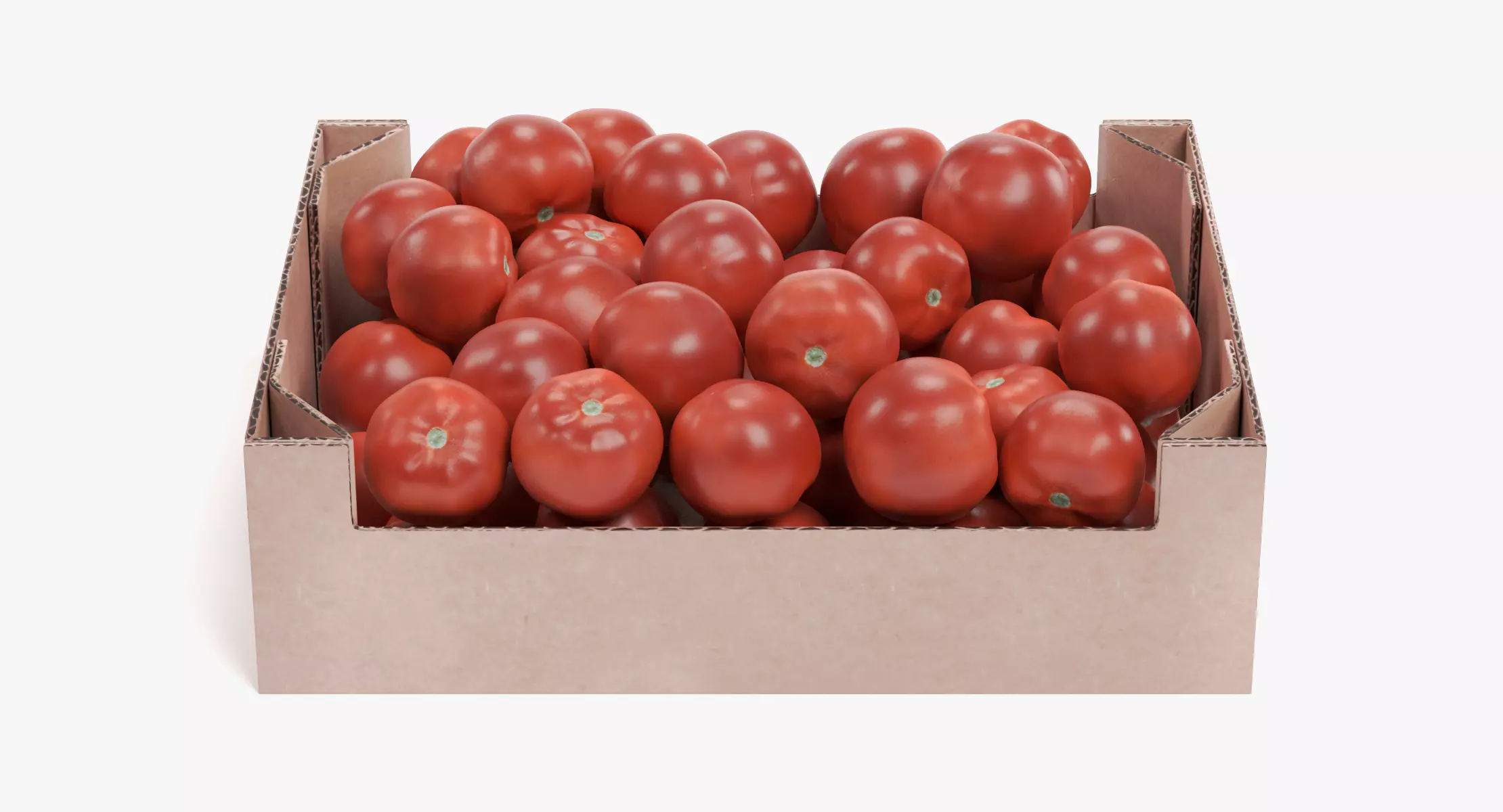 Tomatoes in Box - Filled Cardboard Produce Crate 3D model