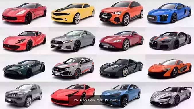 25 Super Cars Pack