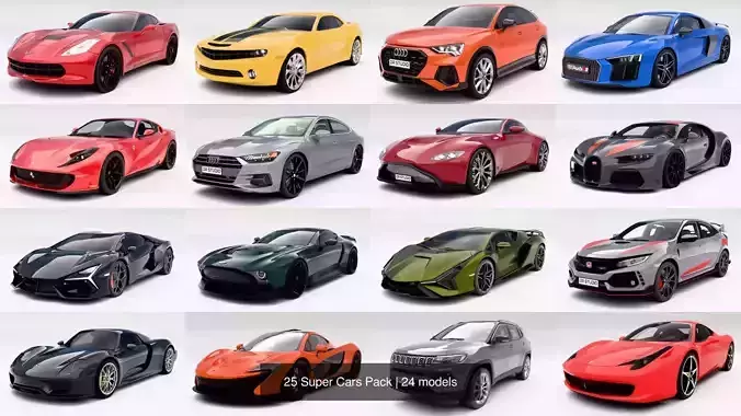 25 Super Cars Pack